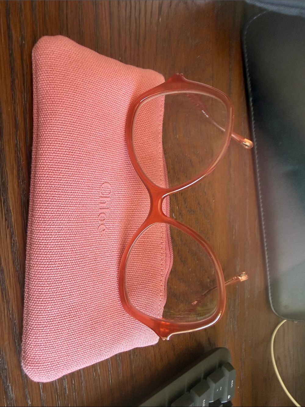 Chloe Coral Pink Women's Eyeglasses with Matching Pink Pouch